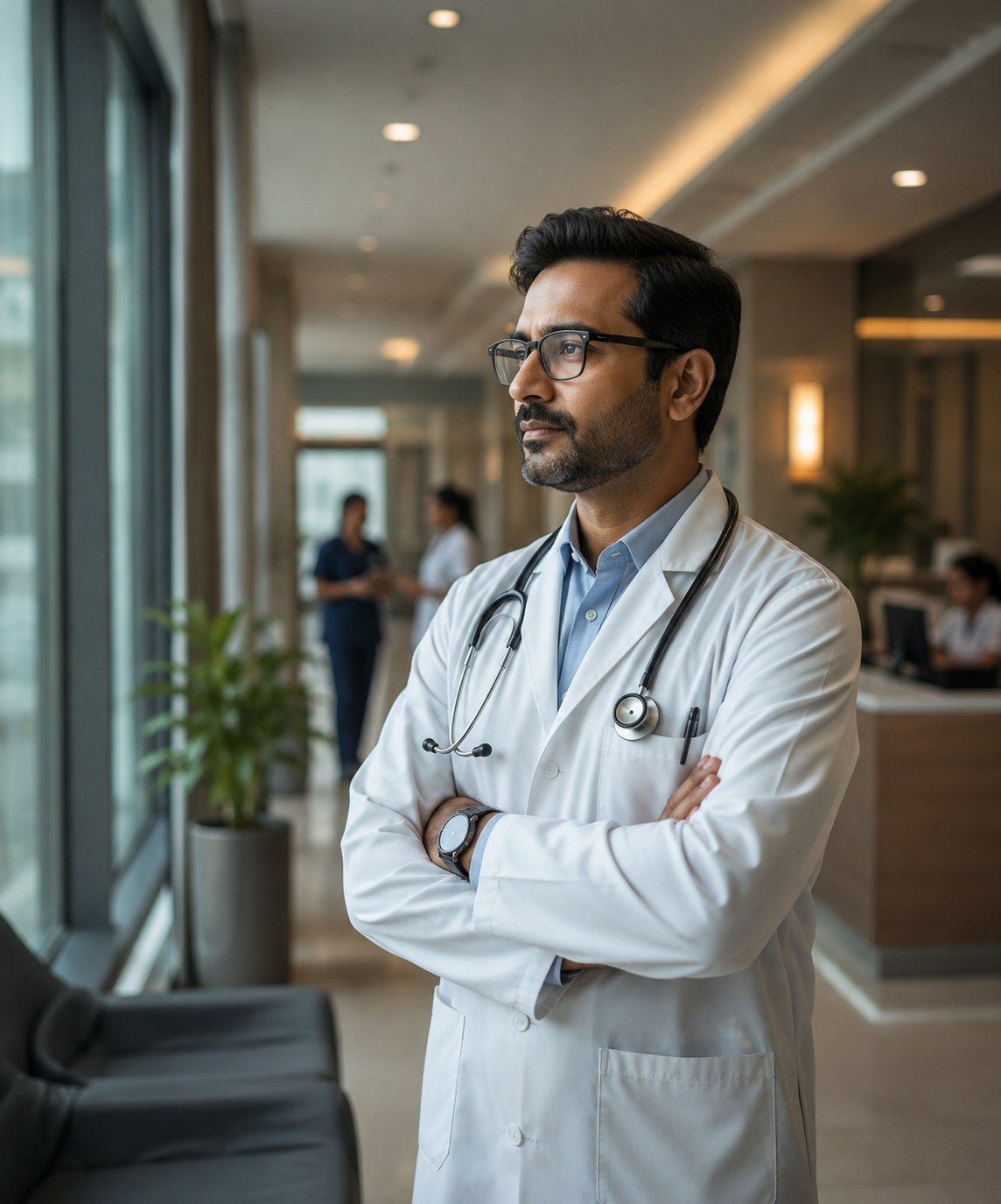 A doctor in a modern clinic